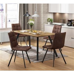 Étkezőasztal BERGEN tölgy + 4 szék BERGEN barna mikroszálas