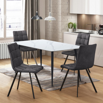 Étkezőasztal ADRIA 130x70 + 4 szék BERGEN szürke mikroszálas