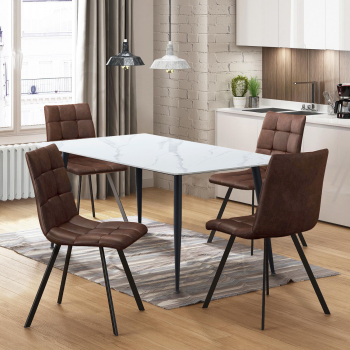 Étkezőasztal ADRIA 140x80 + 4 szék BERGEN barna mikroszálas