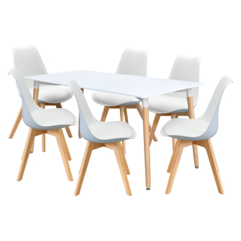 Étkezőasztal 160x90 QUATRO fehér + 6 szék QUATRO fehér