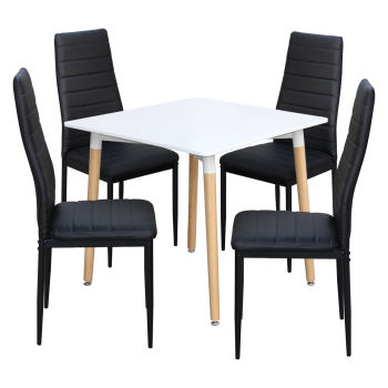 Étkezőasztal ONE 80x80 fehér + 4 szék SIGMA fekete