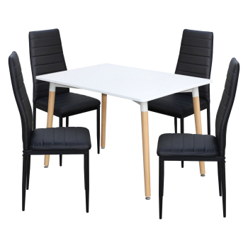 Étkezőasztal ONE 120x80 fehér + 4 szék SIGMA fekete