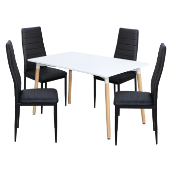 Étkezőasztal ONE 140x90 fehér + 4 szék SIGMA fekete