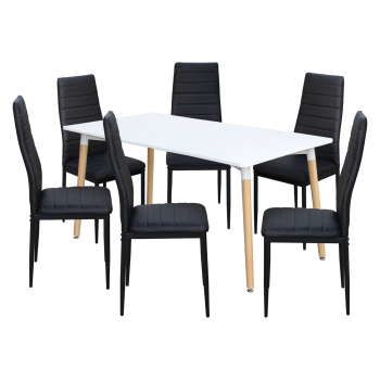 Étkezőasztal ONE 160x90 fehér + 6 szék SIGMA fekete