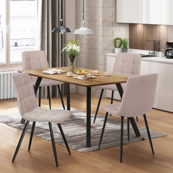 Étkezőasztal 140x80 BERGEN tölgy + 4 szék BERGEN beige