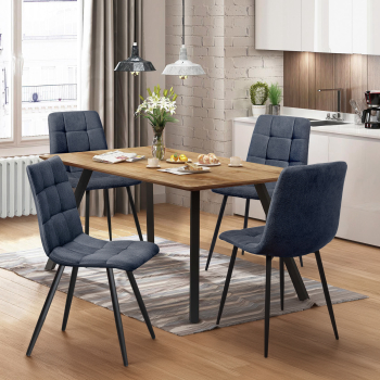 Étkezőasztal 140x80 BERGEN tölgy + 4 szék BERGEN szürke