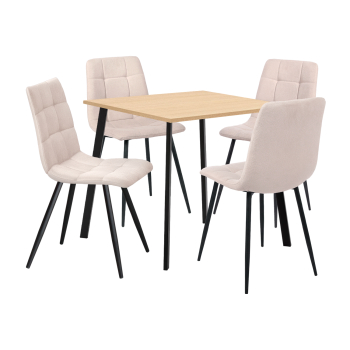 Étkezőasztal 80x80 BERGEN tölgy + 4 szék BERGEN beige