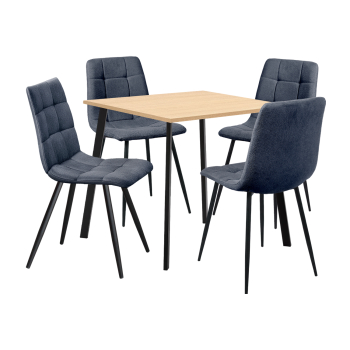 Étkezőasztal 80x80 BERGEN tölgy + 4 szék BERGEN szürke