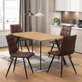 Étkezőasztal 120x80 BERGEN tölgy + 4 szék BERGEN barna mikroszálas barna