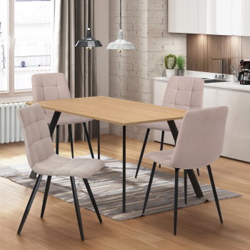 Étkezőasztal 120x80 BERGEN tölgy + 4 szék BERGEN beige