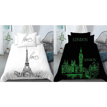 Pamut a sötétben világító ágynemű Párizs/London